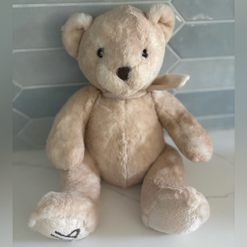Dennis Basso Home Plush Teddy Bear Embroidered Paw Design W/ Matching Scarf 11"